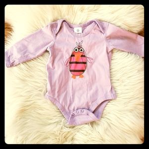 Hanna Andersson Lavender One-Piece Bodysuit with Pink & Orange Bird